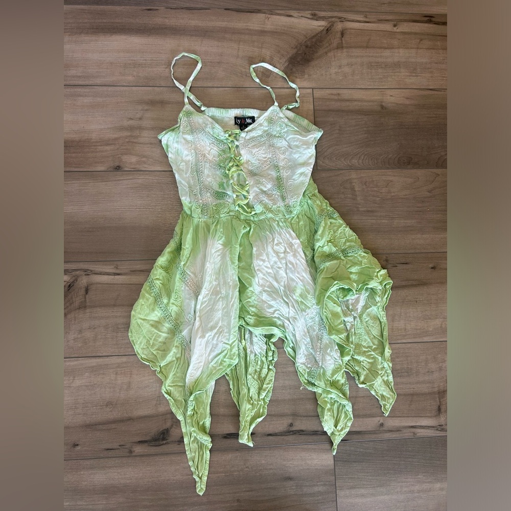 Iky and Me Boho Fairy Top Small Tie dye Green White
